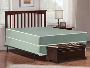 mayton 8-inch firm double sided tight top waterproof vinyl innerspring mattress 8" wood box spring/foundation set, with frame, queen