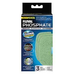 fluval 107/207 phosphate remover pad, replacement aquarium canister filter media, 3-pack