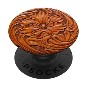 flower art horse saddle orange look of leather artful design popsockets popgrip: swappable grip for phones & tablets