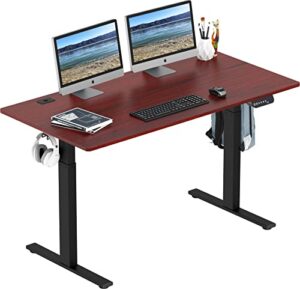 shw 55-inch large electric height adjustable standing desk, 55 x 28 inches, cherry