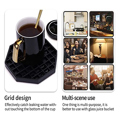 Happy Reunion Drip Trays 4" Coffee Countertop Octagon Drip Tray Black Plastic Coffee Drip Tray With Honeycomb Grid, Pack of 2 (2 Pcs 4")