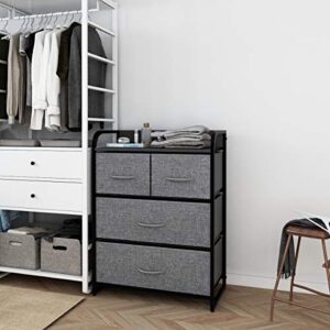 Kamiler 4-Drawer Dresser Storage, 3-Tier Organizer Tower Unit for Bedroom, Hallway, Entryway, Closets - Sturdy Steel Frame, Wooden Top, Removable Fabric Bins