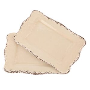lok-osemile gourmet art crackle set of 2 melamine rectangular serving trays/platters cream 17"