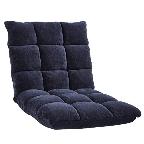 Amazon Basics Adjustable 14-Position 41-inch Memory Foam Floor Chair - Navy, 41.3"D x 21.3"W x 6"H