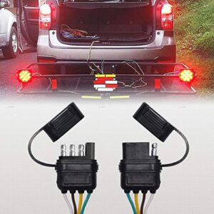 Trailer Wiring Harness Universal 4 Way Flat Y-Splitter Plug and Play Adapter Extension Harness for LED Tailgate Light Bar and Trailer Lights