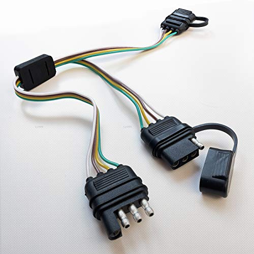 Trailer Wiring Harness Universal 4 Way Flat Y-Splitter Plug and Play Adapter Extension Harness for LED Tailgate Light Bar and Trailer Lights