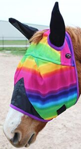 horse light weight mask airflow mesh summer ears rainbow 73206