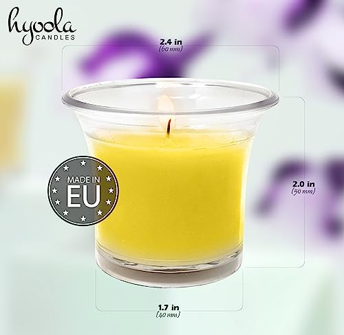 HYOOLA Clear Cup Filled Citronella Votive Candles - 12 Hour Burn Time - 12-Pack, Ideal Bug Repellent Candles, European Made