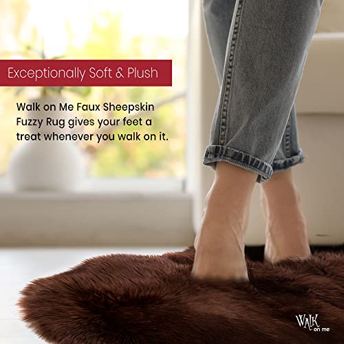 Silky Soft Faux Fur Rug, 3 ft. x 5 ft. Brown Fluffy Rug, Sheepskin Area Rug, Shaggy Rug for Living Room, Bedroom, Kid's Room, or Nursery, Home Décor Accent, Machine Washable with Non-Slip Backing