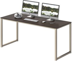 shw home office 48-inch computer desk, silver/espresso
