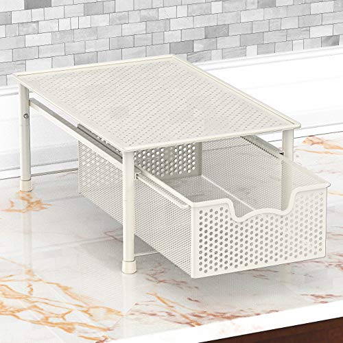 Simple Houseware Stackable Cabinet Basket Drawer Organizer, White