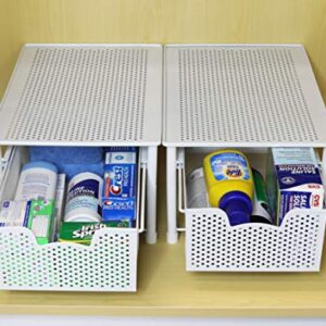 Simple Houseware Stackable Cabinet Basket Drawer Organizer, White