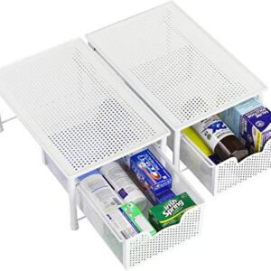 Simple Houseware Stackable Cabinet Basket Drawer Organizer, White