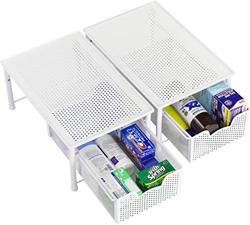 Simple Houseware Stackable Cabinet Basket Drawer Organizer, White