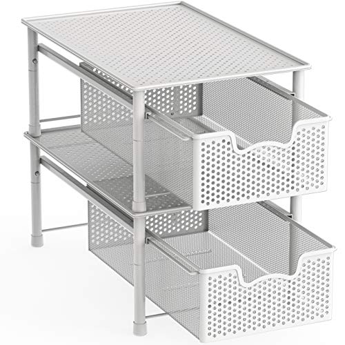 Simple Houseware Stackable Cabinet Basket Drawer Organizer, White