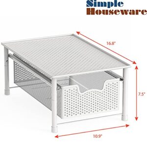 Simple Houseware Stackable Cabinet Basket Drawer Organizer, White