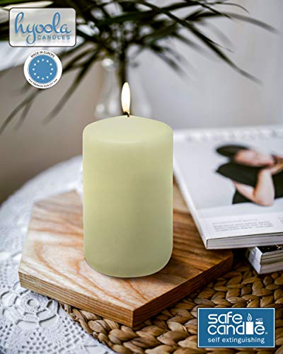 Hyoola Ivory Pillar Candles 3x6 Inch - Unscented Pillar Candles - 6-Pack - European Made