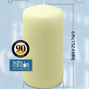 Hyoola Ivory Pillar Candles 3x6 Inch - Unscented Pillar Candles - 6-Pack - European Made