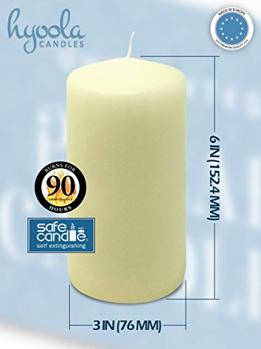 Hyoola Ivory Pillar Candles 3x6 Inch - Unscented Pillar Candles - 6-Pack - European Made