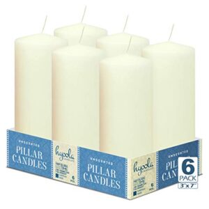 Hyoola Ivory Pillar Candles 3x7 Inch - Unscented Pillar Candles - 6-Pack - European Made