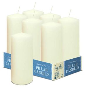 hyoola ivory pillar candles 3x7 inch - unscented pillar candles - 6-pack - european made