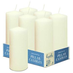 Hyoola Ivory Pillar Candles 3x7 Inch - Unscented Pillar Candles - 6-Pack - European Made