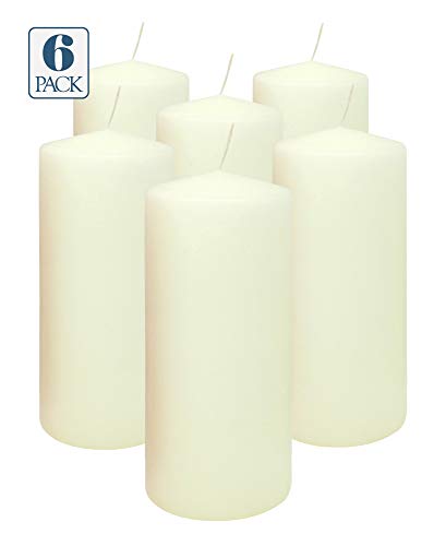 Hyoola Ivory Pillar Candles 3x7 Inch - Unscented Pillar Candles - 6-Pack - European Made