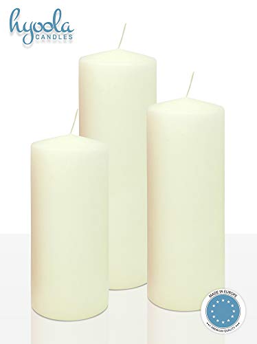 Hyoola Ivory Pillar Candles 3x7 Inch - Unscented Pillar Candles - 6-Pack - European Made