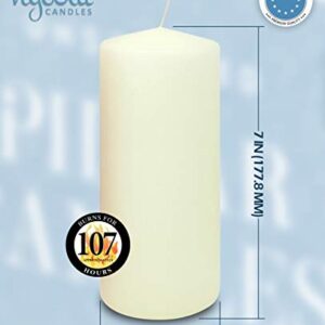 Hyoola Ivory Pillar Candles 3x7 Inch - Unscented Pillar Candles - 6-Pack - European Made