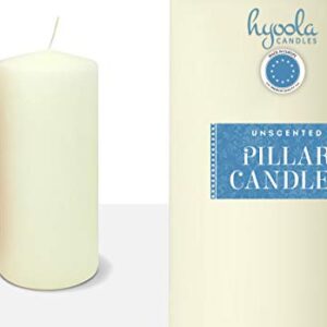 Hyoola Ivory Pillar Candles 3x7 Inch - Unscented Pillar Candles - 6-Pack - European Made