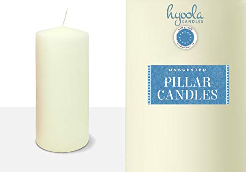 Hyoola Ivory Pillar Candles 3x7 Inch - Unscented Pillar Candles - 6-Pack - European Made