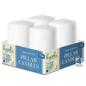 HYOOLA White Pillar Candles 2x3 Inch - Unscented Pillar Candles - Set of 4 - European Made