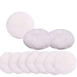 INZOEY Sheepskin Wool Polishing Pad 4 Inches Soft Buffing Pads with Hook and Loop Back Wool Cutting Pad for Car, Furniture, Glass and So On (Pack of 10)