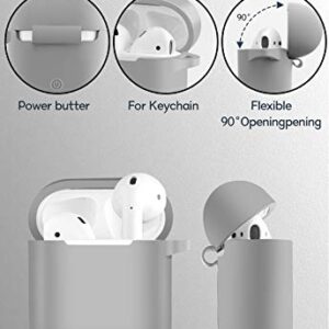 Simr Skin for AirPods Case, [Upgraded Thicker] Shockproof Air Pods Protective Cover W/Cute Keychain/Strap Accessories for Apple AirPods Charging Case, Gift for Girl Women Men (Gray)