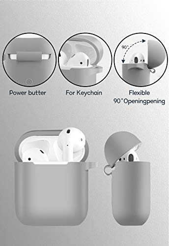 Simr Skin for AirPods Case, [Upgraded Thicker] Shockproof Air Pods Protective Cover W/Cute Keychain/Strap Accessories for Apple AirPods Charging Case, Gift for Girl Women Men (Gray)