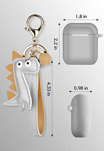 Simr Skin for AirPods Case, [Upgraded Thicker] Shockproof Air Pods Protective Cover W/Cute Keychain/Strap Accessories for Apple AirPods Charging Case, Gift for Girl Women Men (Gray)