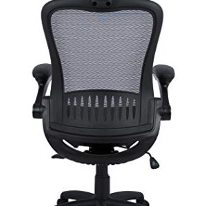 Amazon Basics Adjustable High-Back Mesh Chair with Flip-up Arms and Head Rest – Grey