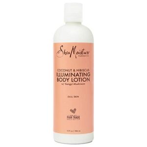 sheamoisture coconut oil and hibiscus illuminating body lotion for dull, dry skin, 13 fl oz