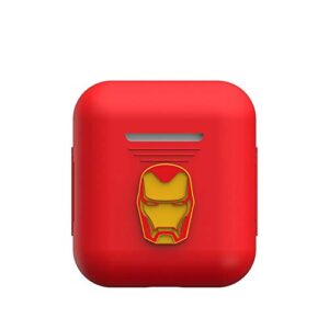 tinplanet marvel avengers series protective silicone case compatible with apple airpods 1 & airpods 2 [front led not visible], iron man (red)