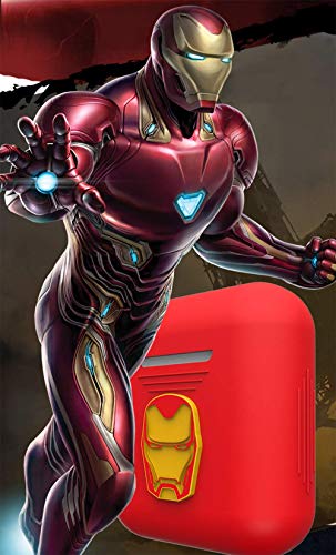 TinPlanet Marvel Avengers Series Protective Silicone Case Compatible with Apple Airpods 1 & AirPods 2 [Front LED Not Visible], Iron Man (Red)