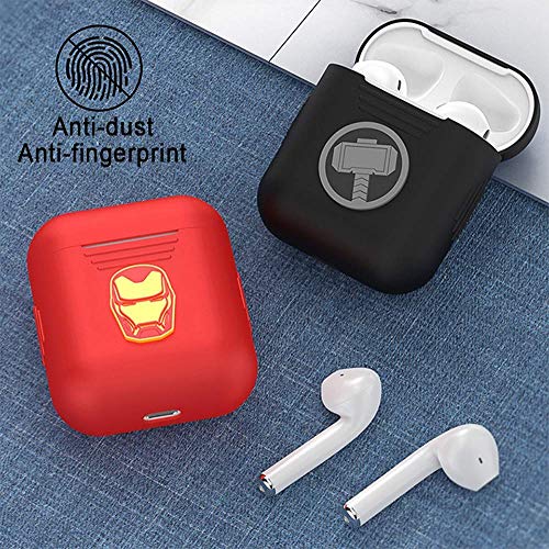 TinPlanet Marvel Avengers Series Protective Silicone Case Compatible with Apple Airpods 1 & AirPods 2 [Front LED Not Visible], Iron Man (Red)