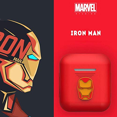 TinPlanet Marvel Avengers Series Protective Silicone Case Compatible with Apple Airpods 1 & AirPods 2 [Front LED Not Visible], Iron Man (Red)