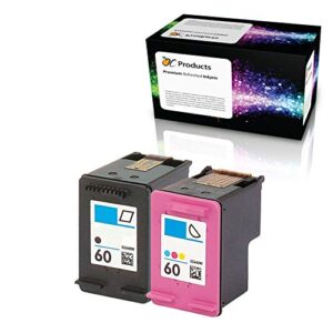 ocproducts refilled ink cartridge replacement for hp 60 for envy 120 114 deskjet f4480 f4210 d1660 f4400 printers (1 black 1 color)