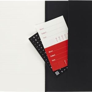 Moleskine Subject Cahier Journal, Soft Cover, XL (7.5" x 9.75") Black and Cranberry Red, 160 Pages (Set of 2)