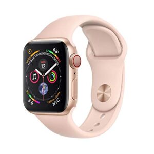 apple watch series 4 (gps + cellular, 40mm) - gold aluminum case with pink sand sport band (renewed)