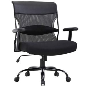 bestmassage big and tall office chair 400lbs wide seat desk chair ergonomic computer chair task rolling swivel chair with lumbar support adjustable mesh chair for adults women, black