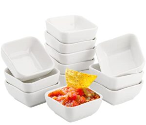 lawei 12 packs ceramic dip bowls set - 3 oz condiments server dishes mini bowls soy sauce dish for sauce, vinegar, ketchup, bbq and party dinner