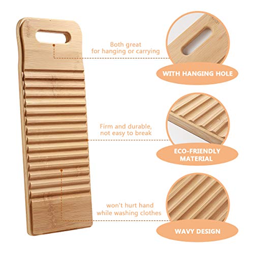 Bamboo Wood Washing Clothes Washboard Laundry Washboard Hand Wash Board for Home(15.7x5.9x0.7INCH/40X15X1.8CM)