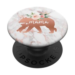 mama bear baby cub blush pink marble watercolor floral popsockets popgrip: swappable grip for phones & tablets popsockets standard popgrip