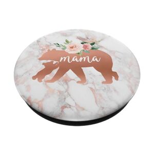 Mama Bear Baby Cub Blush Pink Marble Watercolor Floral PopSockets PopGrip: Swappable Grip for Phones & Tablets PopSockets Standard PopGrip